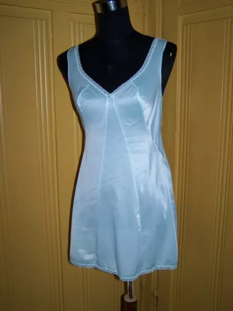 COMBINAISON FOND DE robe Vintage Nylon Dentelle Bleu ciel Taille 38 EUR 10 00 PicClick FR