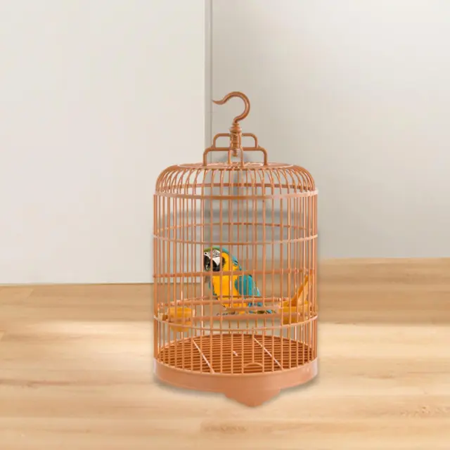 Bird Cage with Food Cup Round Durable Bird House for Canary Lovebird Budgie