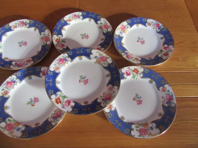 Lovely Vintage Bone china Aynsley  Blue Floral flower tea plates  x 6