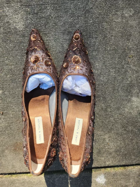 Lord & Taylor Brown Sparky High Heel Pumps Sz 8M