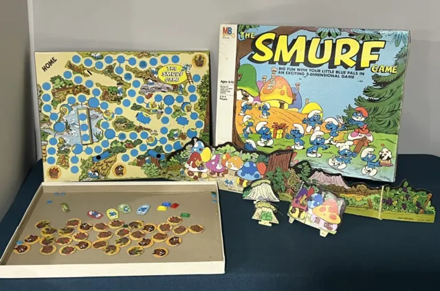 Vintage 1981 Milton Bradley Smurfs 3 Dimensional Game 4113 Animation No Dice