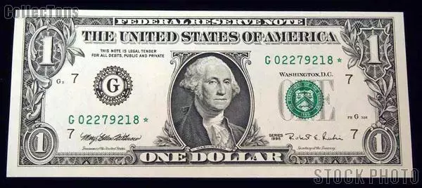 One Dollar Bill Green Seal FRN STAR NOTE Series 1995 Currency CU Uncirculated