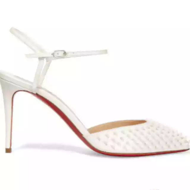 Christian Louboutin Baila Pumps Spike Kid Leather Delicate Ankle Strap Heels