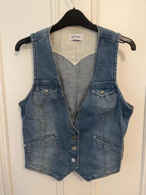 Moto Blue Denim Waistcoat Size 14