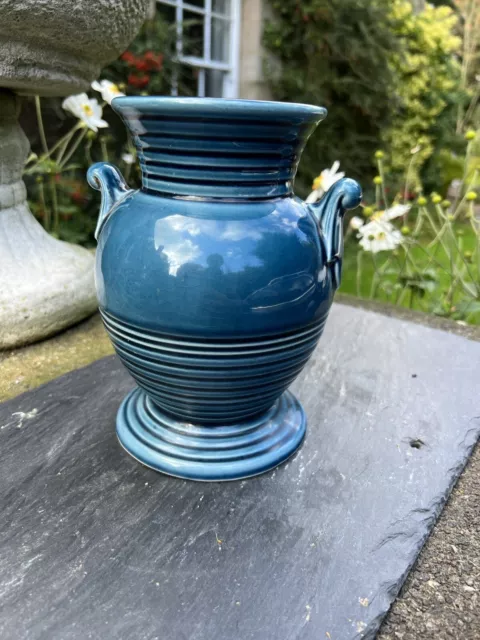 Dartmouth Pottery Dark Blue Vase . Devon Vintage 96