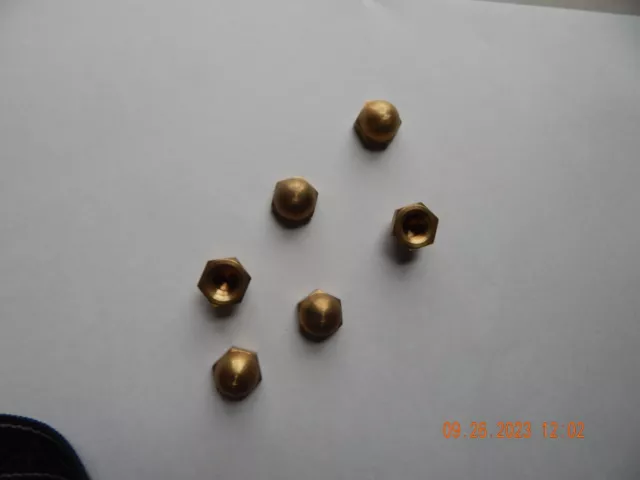 Brass Acorn-Cap Nuts. 1/2-20 , 6 Pcs. New