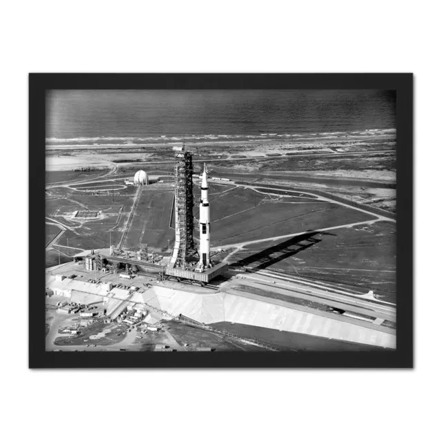 Space NASA Aerial View Apollo 11 Saturn V Rocket Framed Wall Art Print 18X24 In