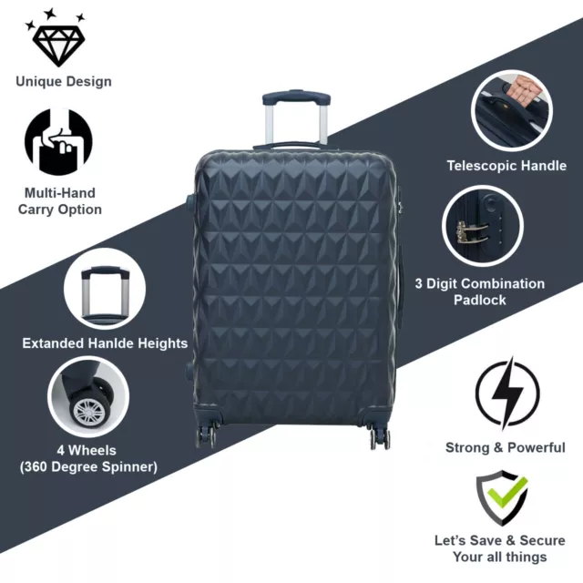 Hard Shell PC+ABS Cabin Suitcase 4 Wheel Travel Luggage Trolley Lightweight Case