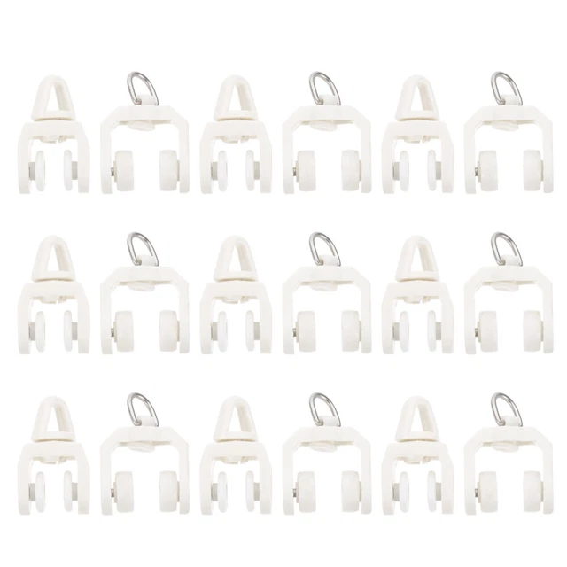 Set 40 Pulegge Per Tende In Acciaio Inox | Ganci Scorrevoli Per Binari | Colore Bianco - Foto 6