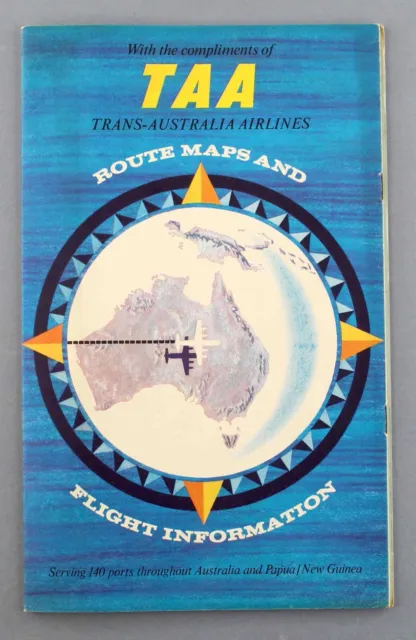 Taa Trans Australia Airlines Route Maps & Flight Information Vintage Brochure