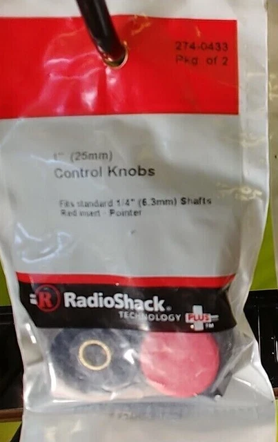 Radio Shack Red Insert Control Knobs 274-0433 1" Fits 1/4" Shaft