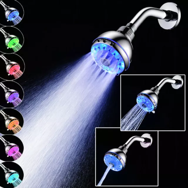 1X RGB Colorful LED Light Shower Head Water Bath Filtration Bathroom Shower Head