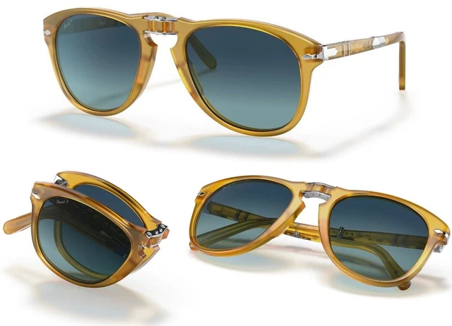Occhiali da sole uomo Persol polarizzati 714 steve mcqueen lenti blu pieghevoli