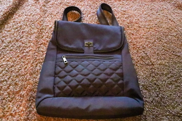 Travelon Gray/Brownish Quilted Convertible Backpack Crossbody Messenger Bag