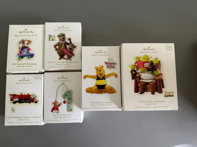 Lot Of 6 Hallmark Keepsake Ornaments Shrek Pooh Yogi Train 2008-2012 Lot Of 6 Hallmark Keepsake Ornaments Shrek Pooh Yogi Train 2008-2012