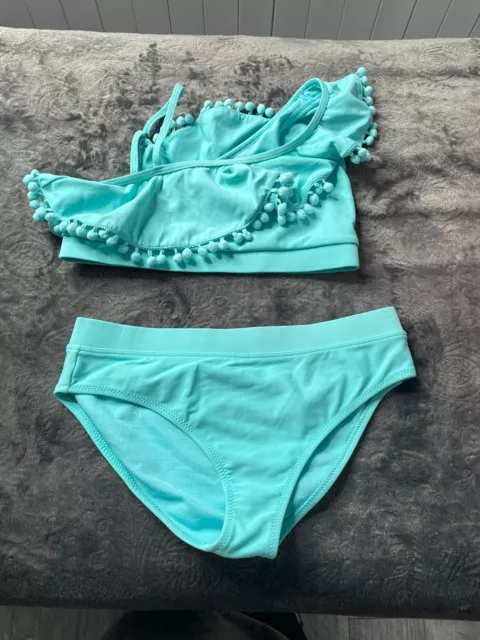 Girls River Island Turquoise Bikini age 9-10 years  (E5)