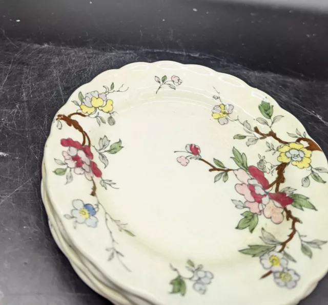 Vintage Booth's England Chinese Tree Set/4 Bread Butter Plate 6.5" Flower 3