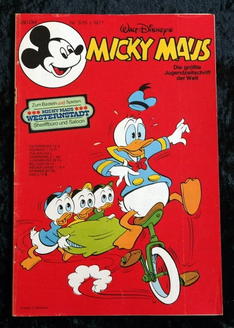 Micky Maus 1977 Heft 3 mit Beilage und Schnipp (Ehapa) Tsehr guter Zustand Z1