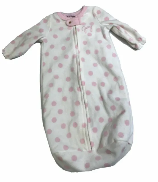 Juicy Couture Girls Sleeper Pink Polka Dot Fleece Night Gown size One Size $54 g