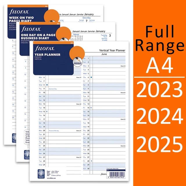 FILOFAX A4 DIARY 2023 or 24 Week on Two Pages w Appts Diary Refill 5