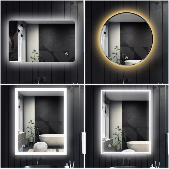 LED Bathroom Mirror Illuminated Light with Demister/Shaver Socket/Touch/Infrared