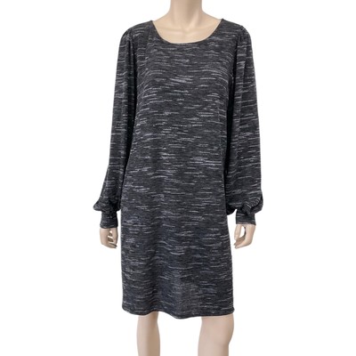 Max Studio Womens Black Gray White Heathered Long Sleeve Sweater Dress XL NWT