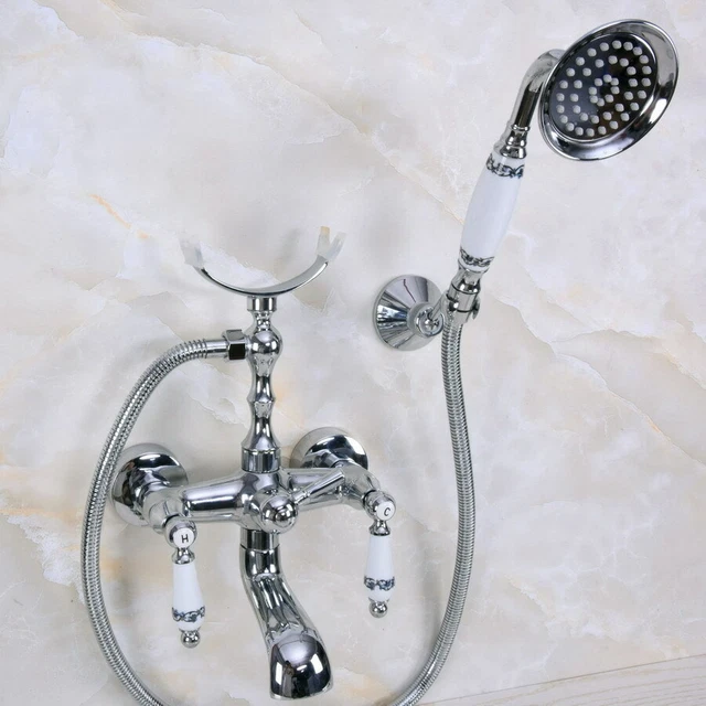 Wall Mount Chrome Brass Bathroom Tub Faucet Hand Shower Mixer Water Tap 2na239