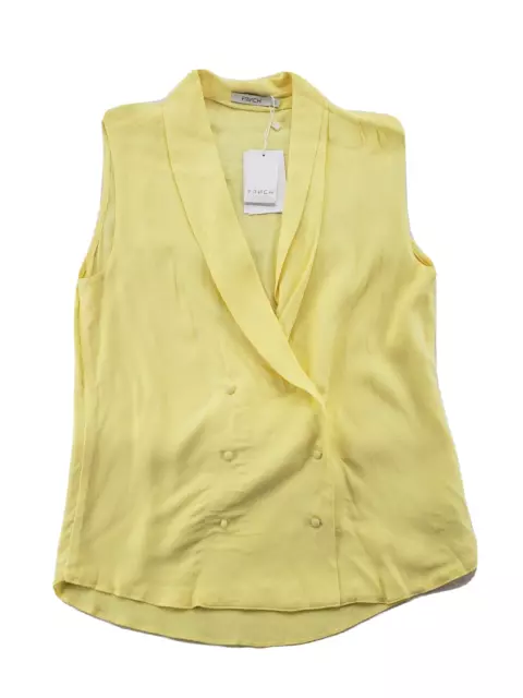 FRNCH By Lucy Paris Womens Size S Yellow Sleeveless Wrap Button Front Shirt NWT