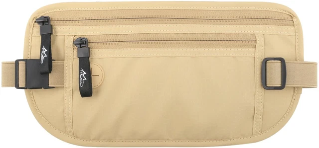 Pochette Ceinture De Voyage RFID - Sac Banane Sécurisé - Gris - Nylon - 27x15 Cm