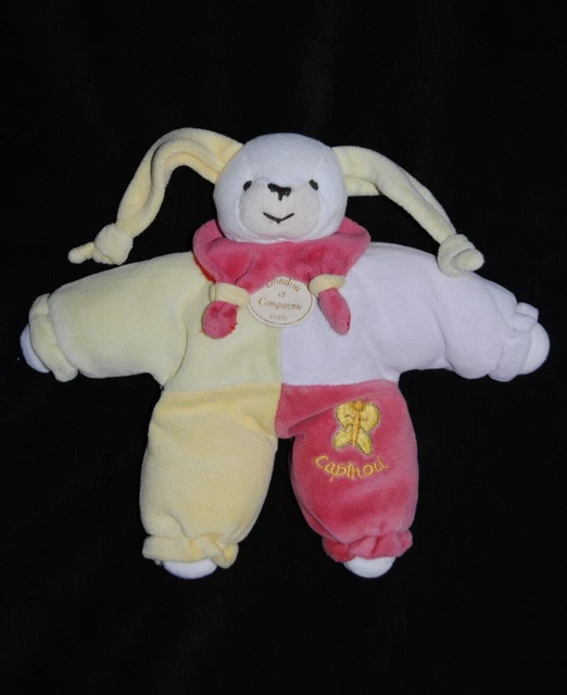 DOUDOU ET COMPAGNIE lapin lapidou vert rouge mauve papillon jaune peluche TBE