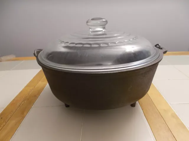 Lodge Cast Iron Camp 6 Qt. Dutch Oven 12CO w/Glass Lid 12" - 3 Leg Kettle USA