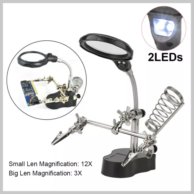 Third Hand Soldering Solder Iron Station PCB Stand Holder Magnifier Helping Tool 3