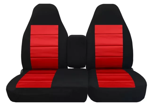 Fits Ford F150 Front 40-60 Seat Covers 1997-2003 Velvet Black Red