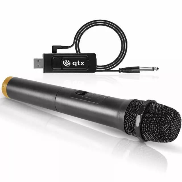 Wireless UHF Handheld Microphone Dynamic Mic Vocal Singing USB & Jack Karaoke PA