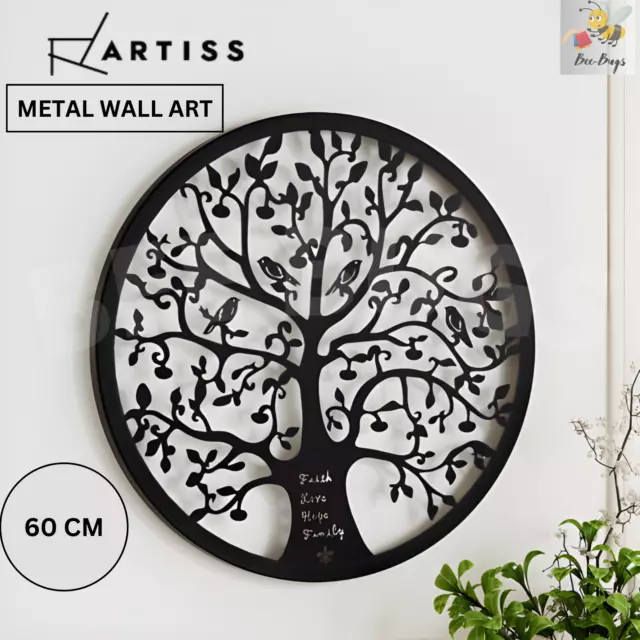 Artiss Metal Wall Art Hanging Sculpture Home Decor Leaf Tree of Life Round Frame