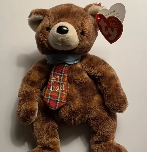Ty 2004 Beanie Baby Pappa Bear #1 Dad Tie Plush Stuffed Animal