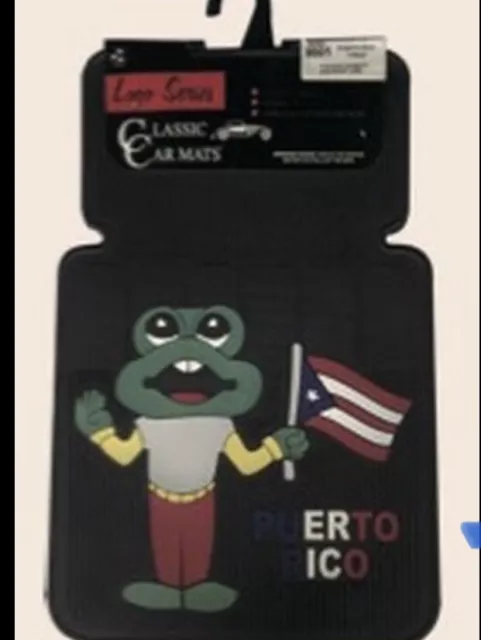 ~ NEW ~ PUERTO RICO FROG With FLAG 2 PC RUBBER CAR MATS