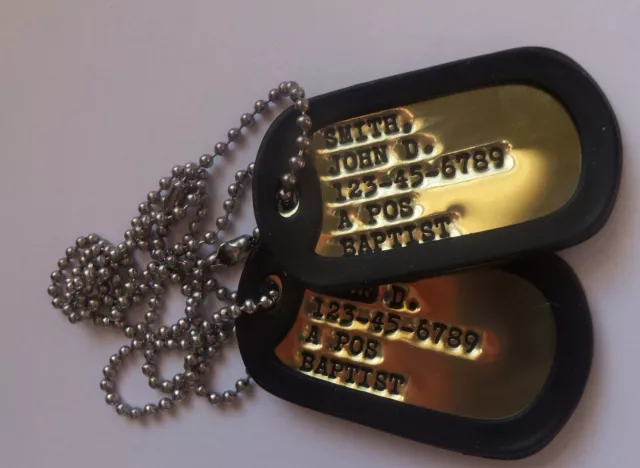 Real Debossed Brass Military Dog Tags Dogtags Custom Personalized