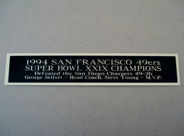 San Francisco 49ers Football Display Case Nameplate Super Bowl XXIX 1.5 X 8