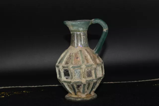 Large Genuine Ancient Roman Glass Jug with Rare Pattern Circa 1st Century AD 2