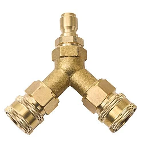 Pressure Washer Tee Splitter Coupler Quick Connect Two Gun To One Power Washer