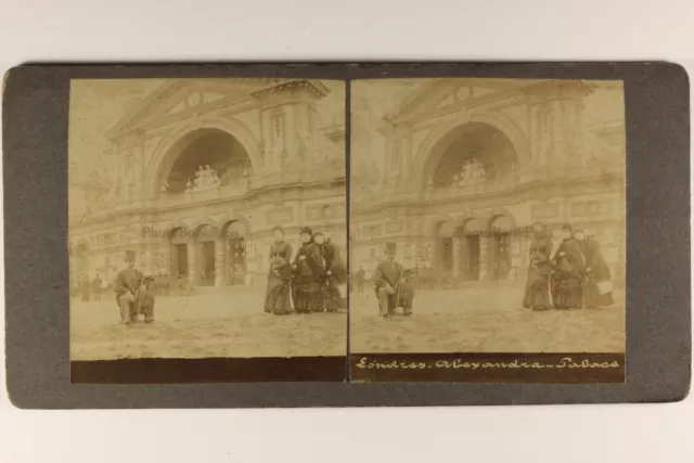 UK Großbritannien London Alexandra Palace c1880 Foto Stereo Vintage Albumin