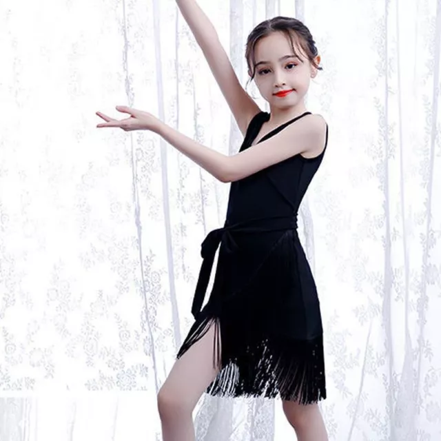 Ragazza Bimbi Bambini Latino Danza Abito Salsa Tango senza Maniche Nappa per la