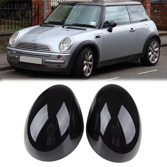 PAIR DOOR WING Mirror Cover Caps Glossy Black Fit For Mini Cooper
