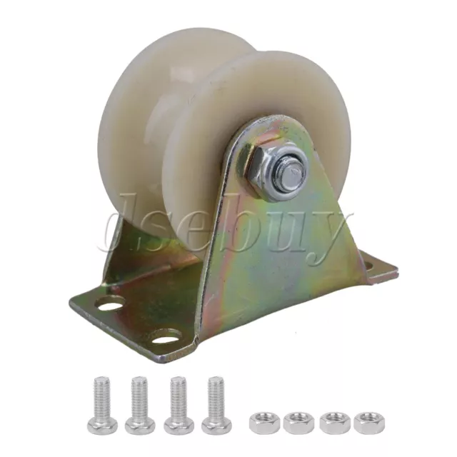 2" Dia Beige 45# Steel Rigid Top Plate Nylon U Groove Rigid Caster Wheel