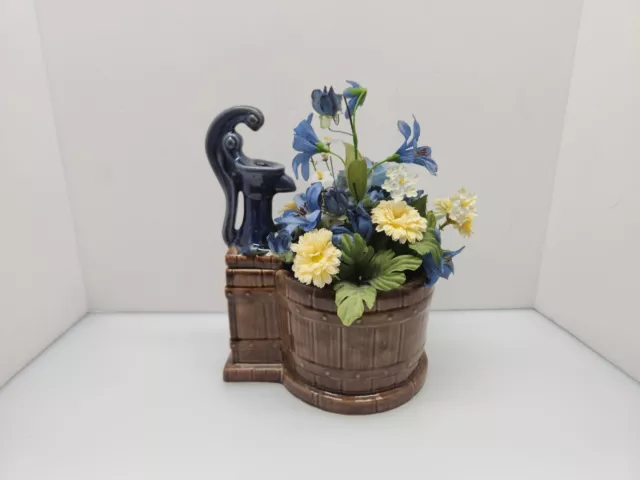 Vintage Rustic Home Decor Ceramic Porcelain Water Pump Flowers