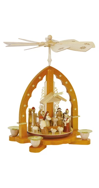 Pyramide de Noël scène de la Nativité, hauteur 27 cm, naturel, E.. RG 16033 neuf