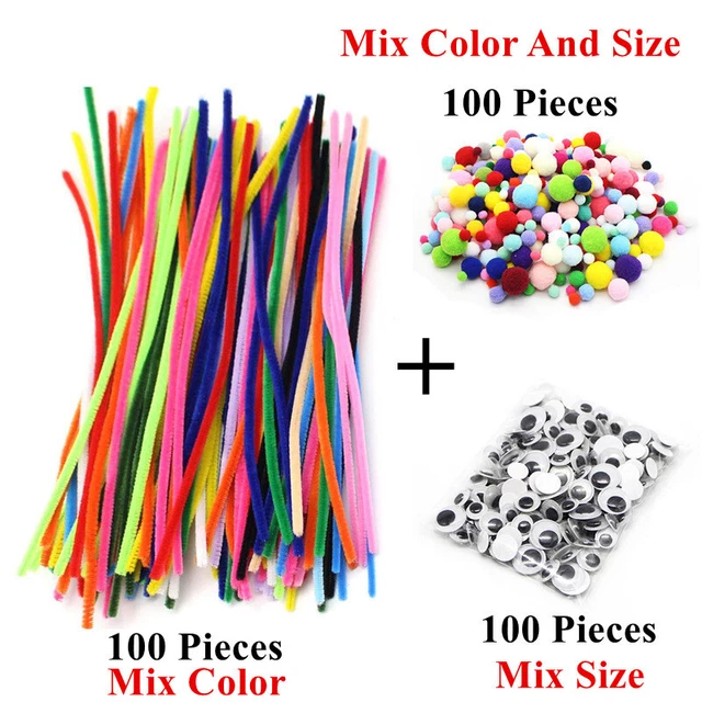 1Set Plush Stick Pompoms Eyes For Children Educational Toys Handmade Kids D*LN