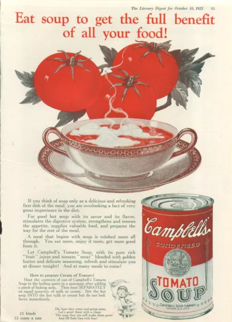 Get the Full Benefit of Campbell's Tomato Soup ad 1925