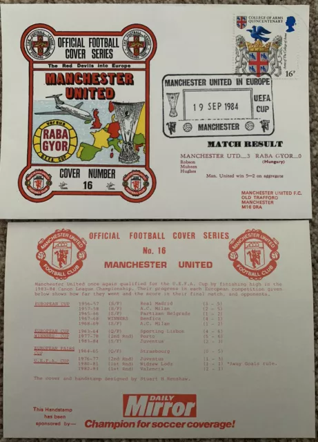 Manchester United V Raba Gyor Uefa Cup 1984 First Day Cover